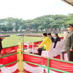 Suasana upacara bendera Harlah ke-79 Pancasila Tahun 2024 di Stadion HM. Nurdin Jalan Melati, Kelurahan Ujung Padang, Kecamatan Padangsidimpuan Selatan , Kota Padangsidimpuan, Sumatera Utara, Sabtu, (1/6/2024) pagi. (Istimewa)