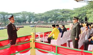 Suasana upacara bendera Harlah ke-79 Pancasila Tahun 2024 di Stadion HM. Nurdin Jalan Melati, Kelurahan Ujung Padang, Kecamatan Padangsidimpuan Selatan , Kota Padangsidimpuan, Sumatera Utara, Sabtu, (1/6/2024) pagi. (Istimewa)